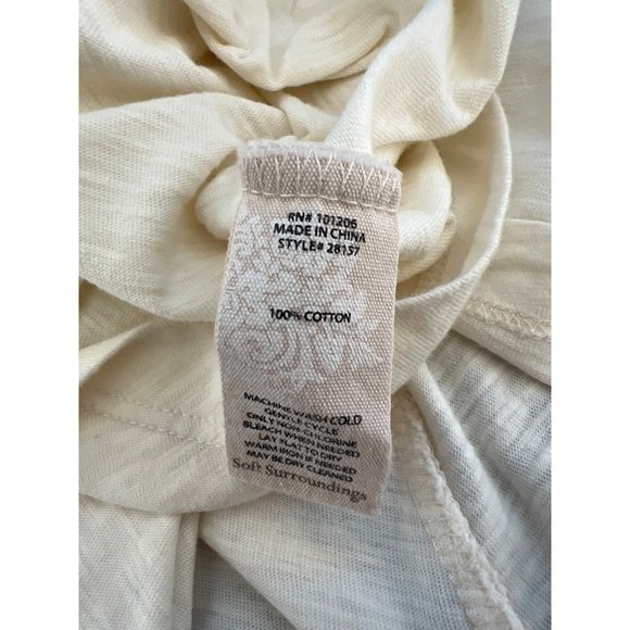 Soft Surroundings Danielle Button Up Blouse sz M Cream Sharkbite Hem Tunic Top - Picture 7 of 7
